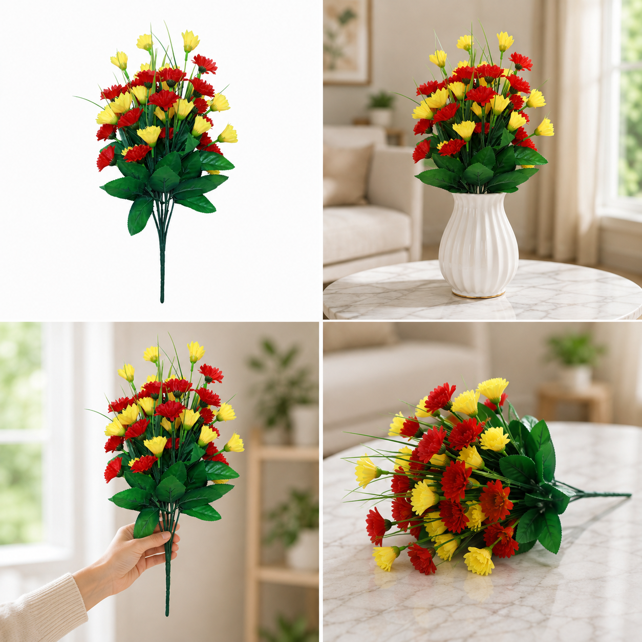 Artificial Ruffled Blossoms Small Carnation Bunches | Artificial Flowers Bulk | Fake Flower with Stems | Silk Carnation Flowers  | Outdoors Wedding Home Hotel Decorations